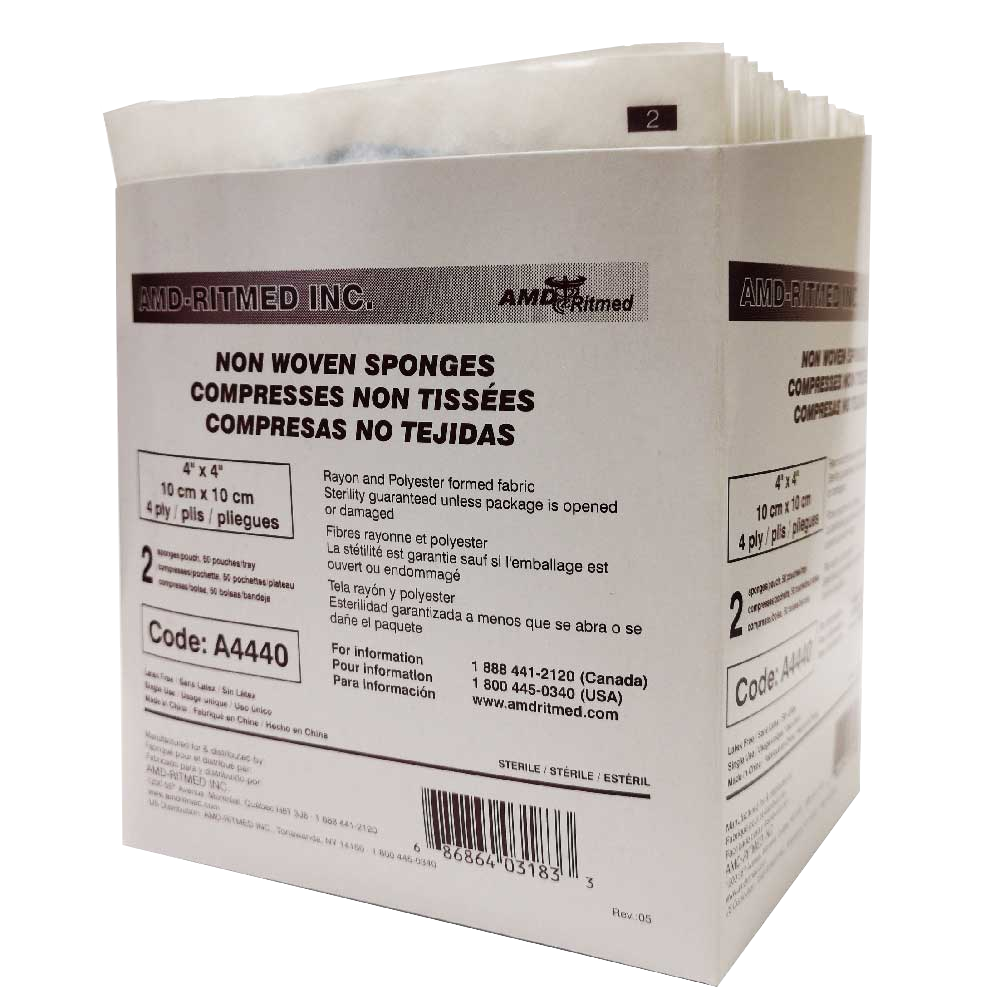 AMD-RITMED A4440 Sterile Gauze Sponge, 4IN x 4IN 4PLY