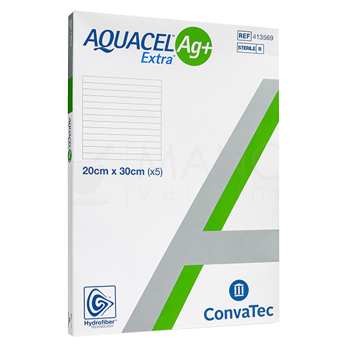 AQUACEL 413569 AG+ EXTRA HYDROFIBER Dressing 8IN x 10IN (20cm x 30cm)